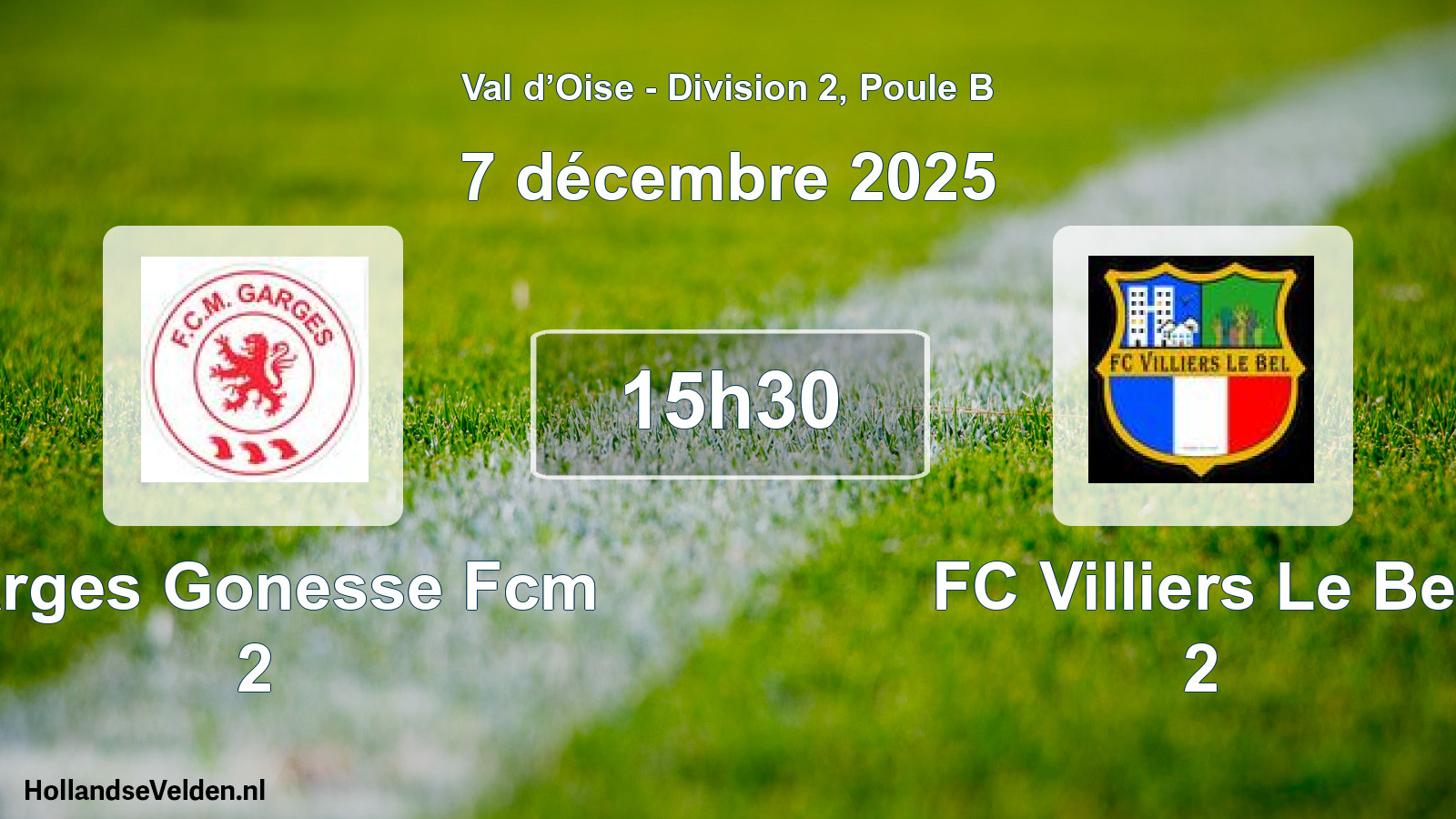 Match programmé: Garges Gonesse Fcm 2 - FC Villiers Le Bel 2 (7 décembre 2025)