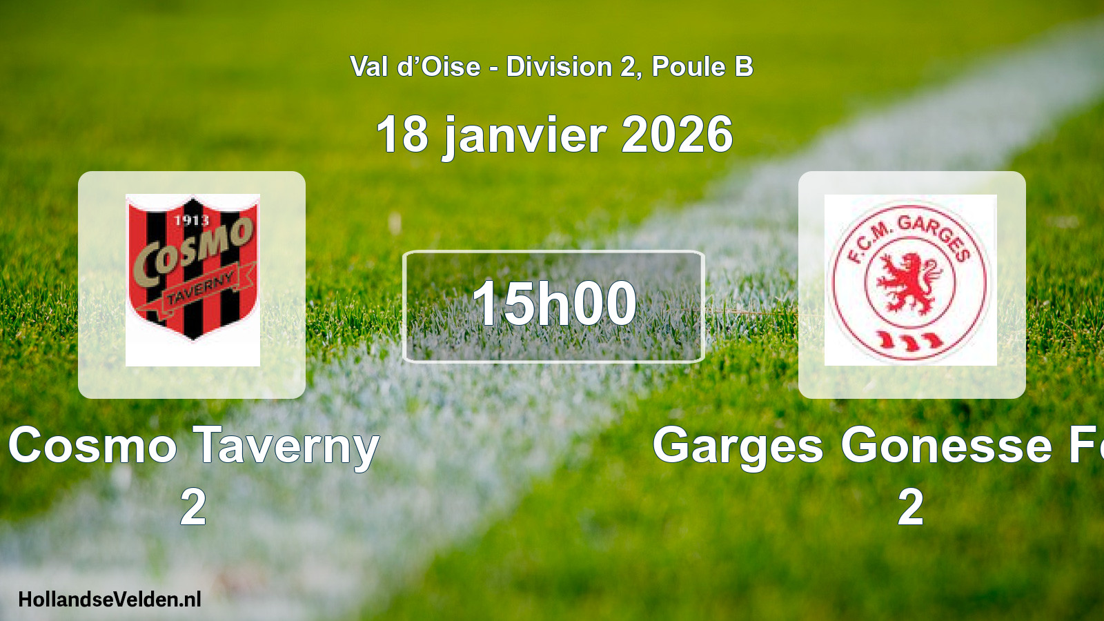 Match programmé: Cosmo Taverny 2 - Garges Gonesse Fcm 2 (18 janvier 2026)