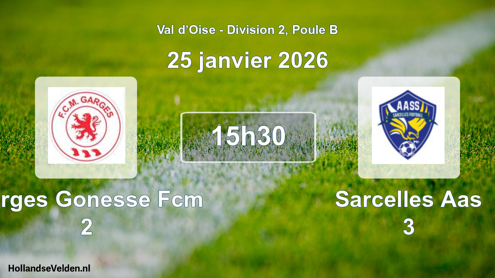 Match programmé: Garges Gonesse Fcm 2 - Sarcelles Aas 3 (25 janvier 2026)