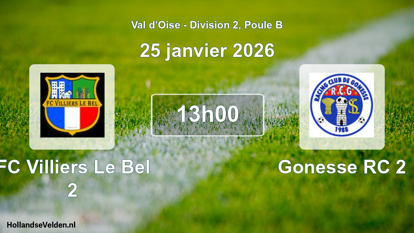 Geplande wedstrijd: FC Villiers Le Bel 2 - Gonesse RC 2 (25 januari 2026)