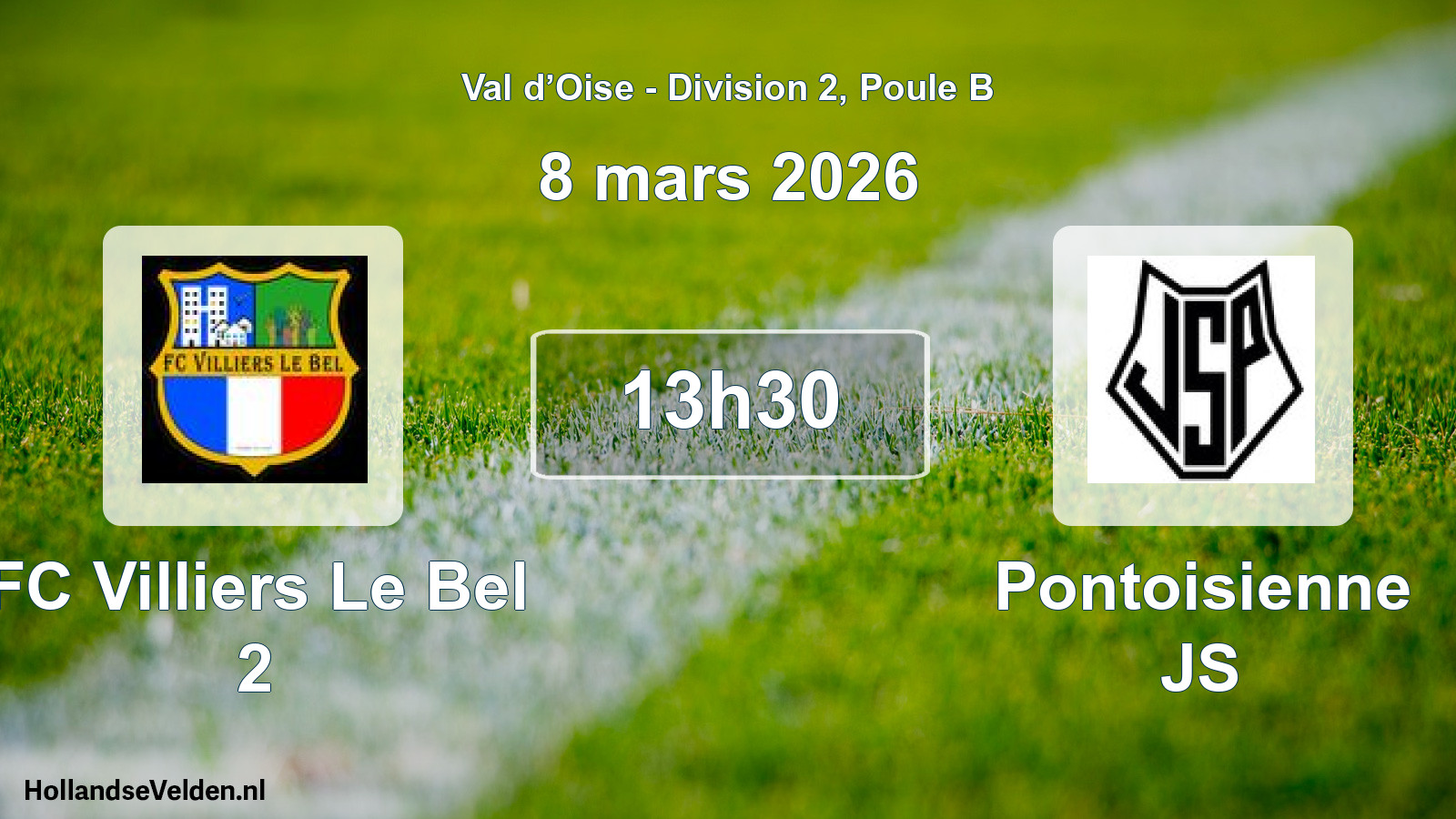 Match programmé: FC Villiers Le Bel 2 - Pontoisienne JS (8 mars 2026)