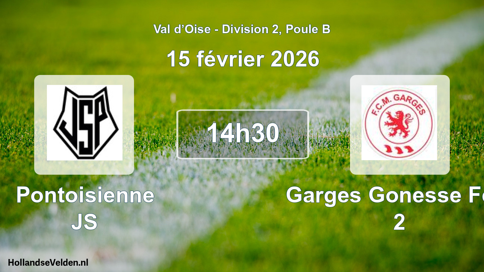Match programmé: Pontoisienne JS - Garges Gonesse Fcm 2 (15 février 2026)