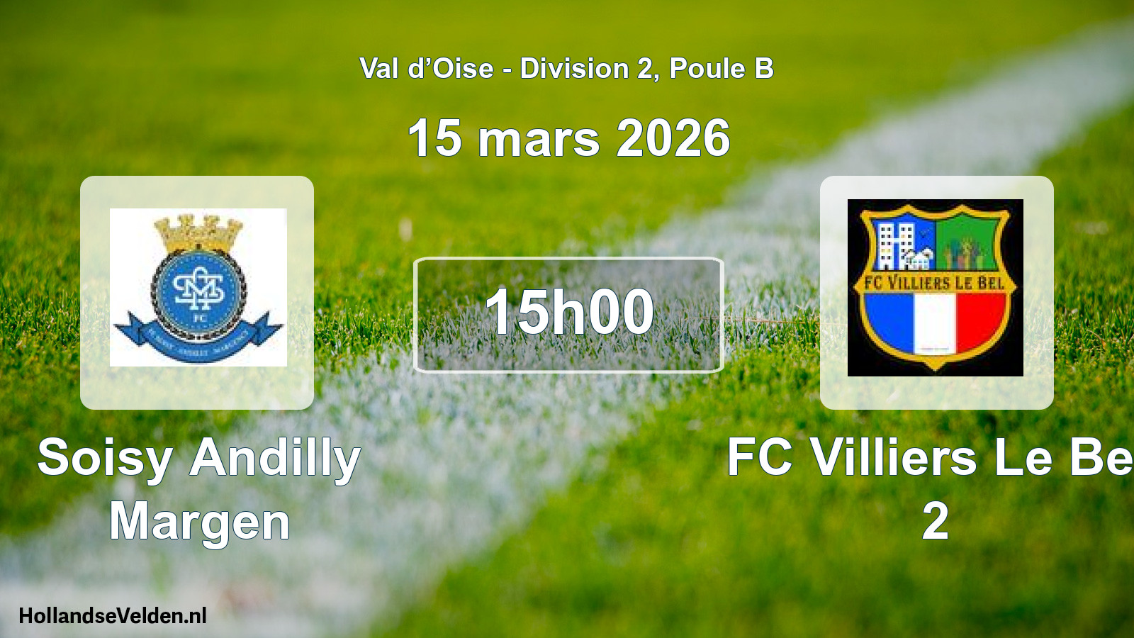 Match programmé: Soisy Andilly Margen - FC Villiers Le Bel 2 (15 mars 2026)