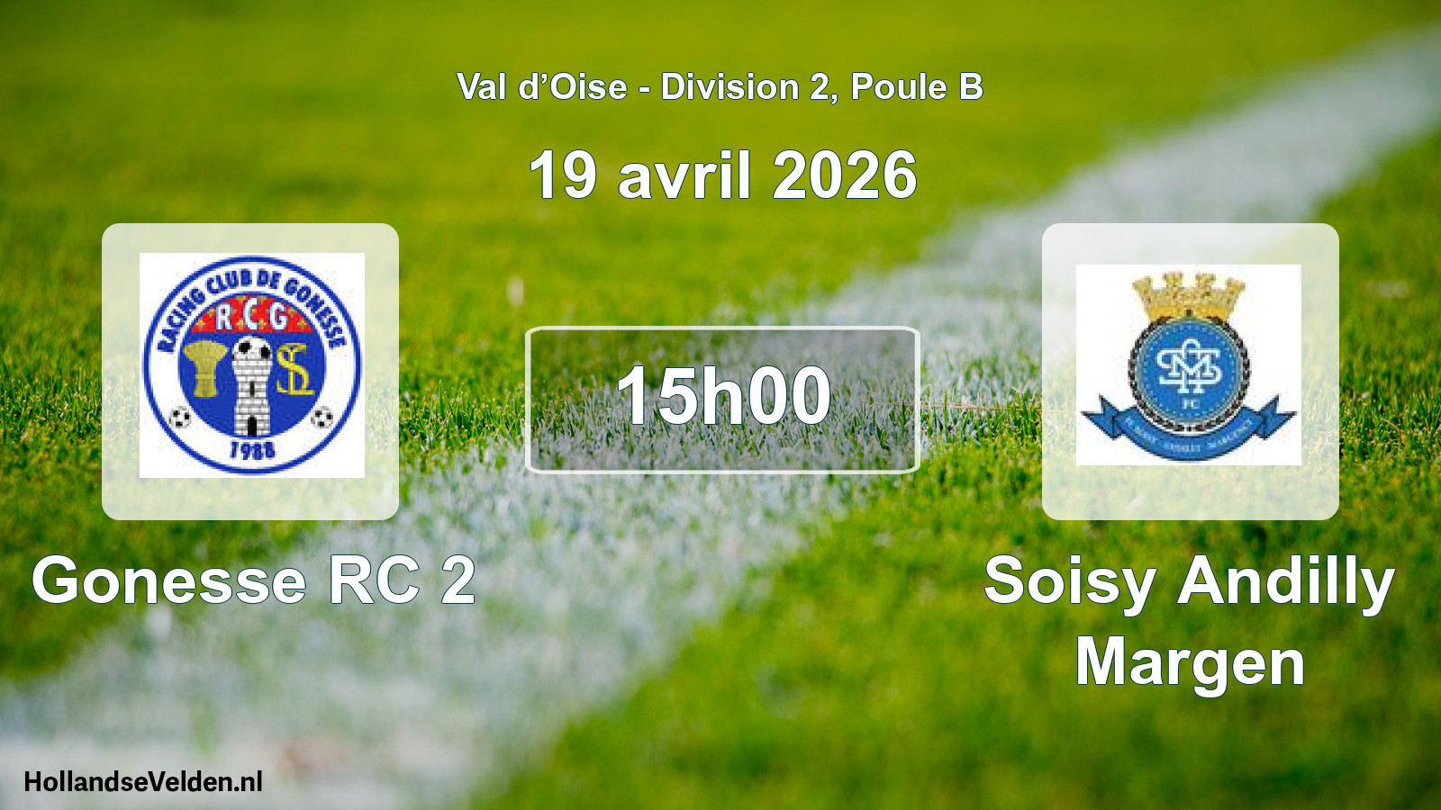 Match programmé: Gonesse RC 2 - Soisy Andilly Margen (19 avril 2026)