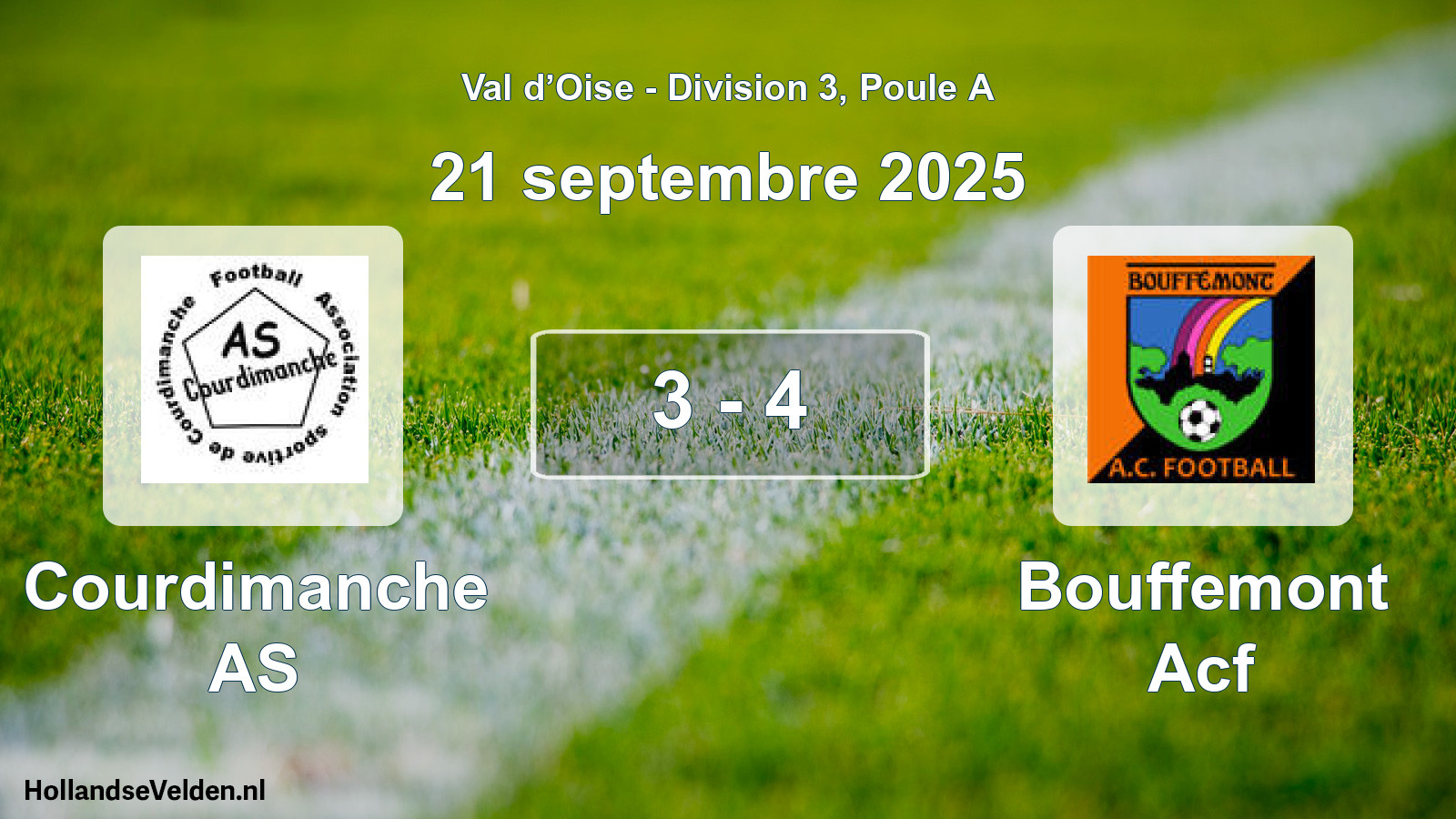 Match joué: Courdimanche AS - Bouffemont Acf 3 - 4 (21 septembre 2025)