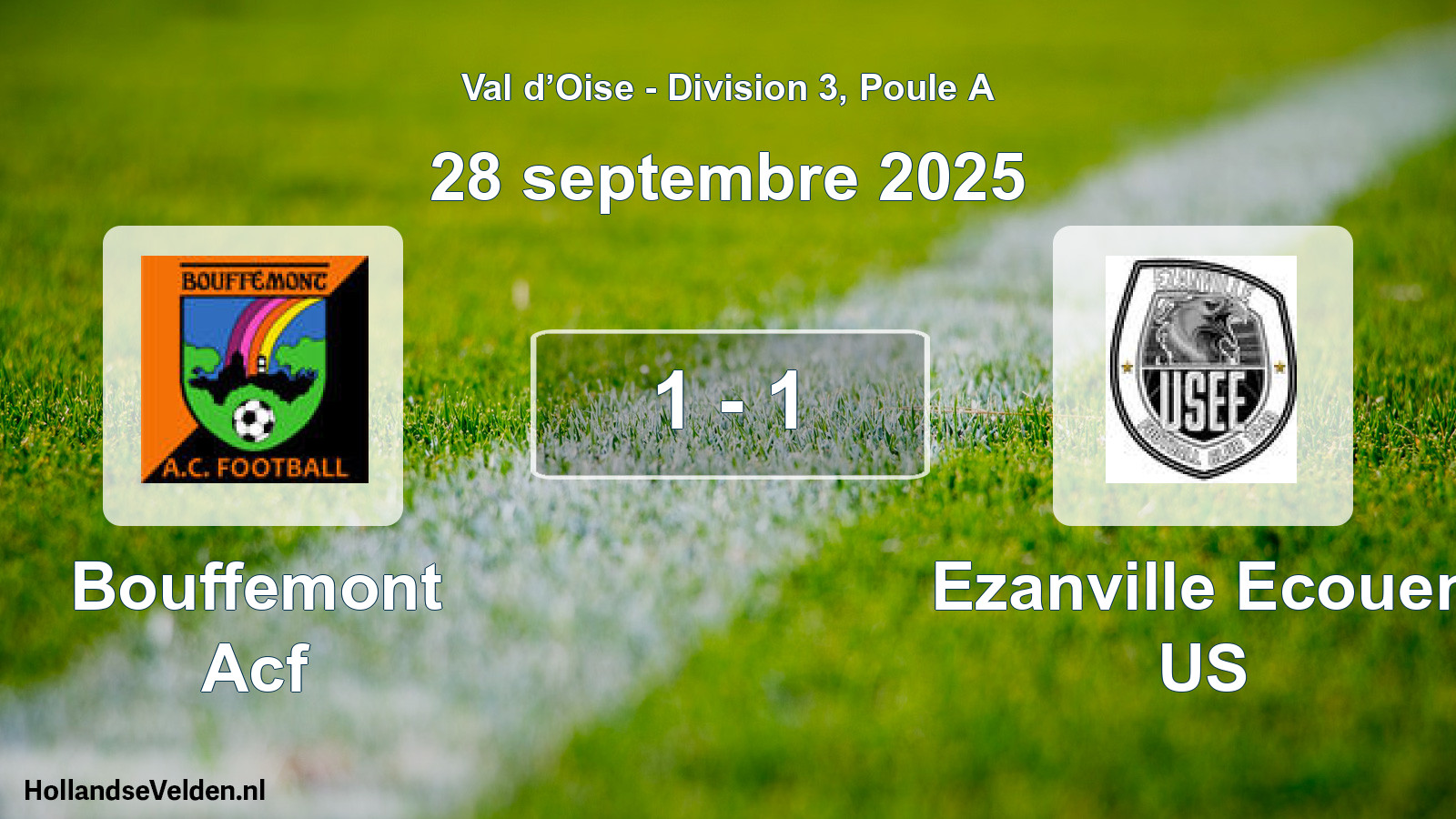 Gespeelde wedstrijd: Bouffemont Acf - Ezanville Ecouen US 1 - 1 (28 september 2025)