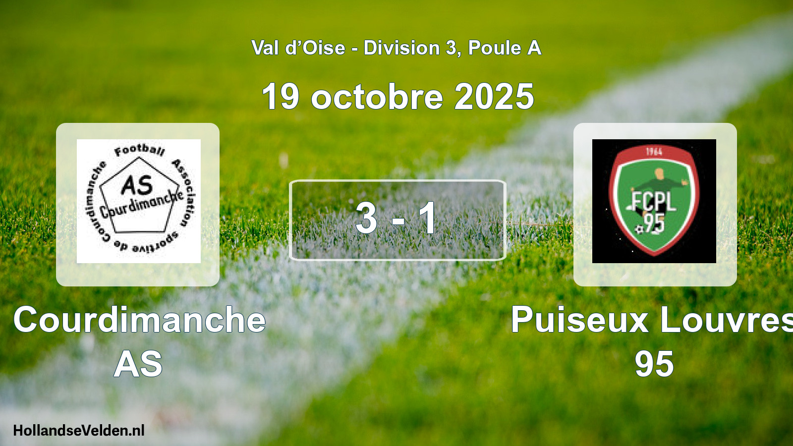 Match joué: Courdimanche AS - Puiseux Louvres 95 3 - 1 (19 octobre 2025)