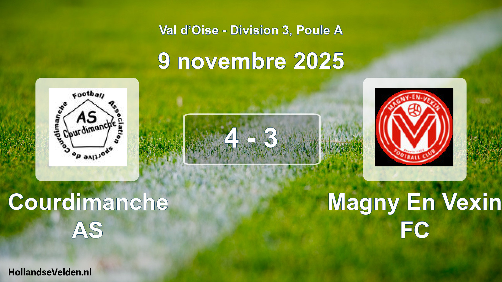 Total number of matches played: Courdimanche AS - Magny En Vexin FC 4 - 3 (9 November 2025)