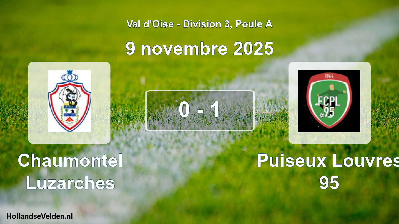 Total number of matches played: Chaumontel Luzarches - Puiseux Louvres 95 0 - 1 (9 November 2025)