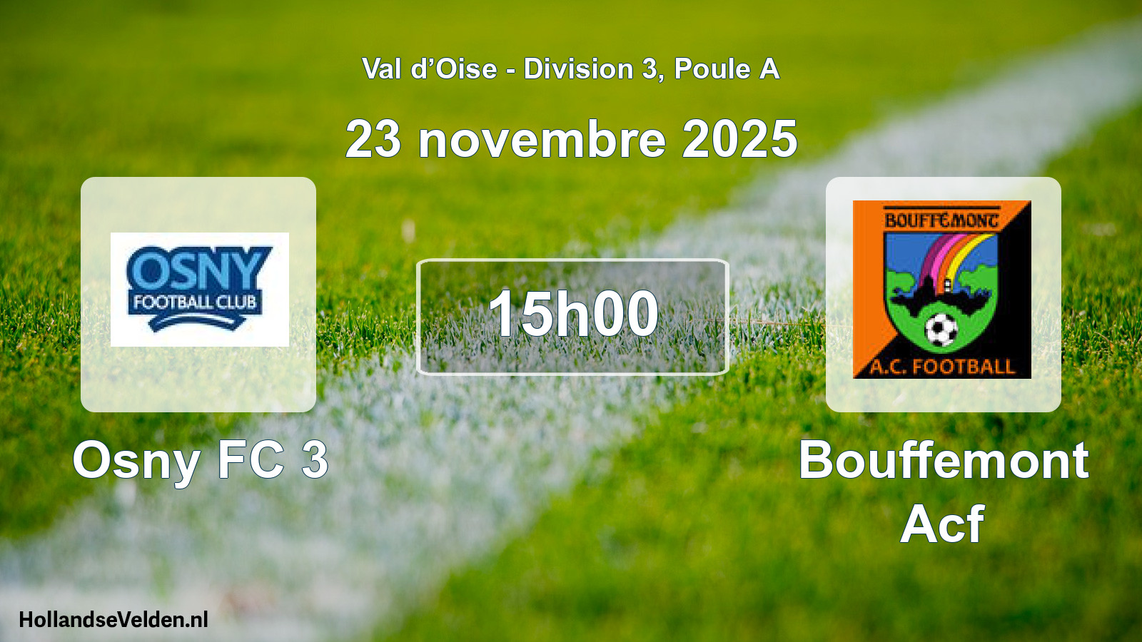 Match programmé: Osny FC 3 - Bouffemont Acf (23 novembre 2025)