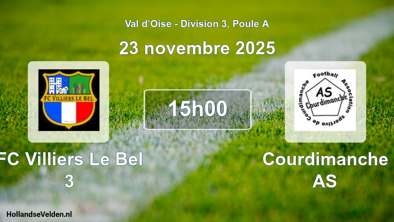 Match programmé: FC Villiers Le Bel 3 - Courdimanche AS (23 novembre 2025)