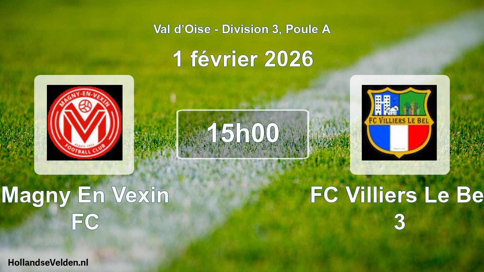 Match programmé: Magny En Vexin FC - FC Villiers Le Bel 3 (1 février 2026)