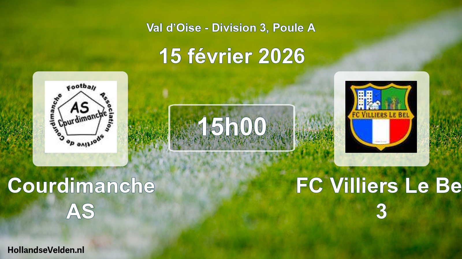 Match programmé: Courdimanche AS - FC Villiers Le Bel 3 (15 février 2026)