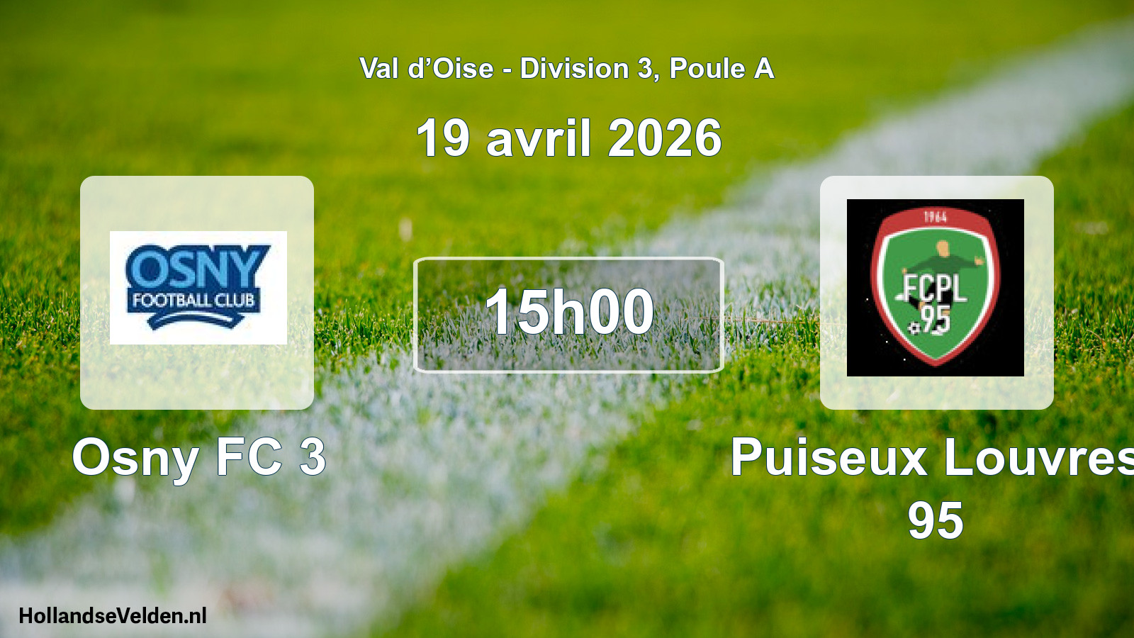 Match programmé: Osny FC 3 - Puiseux Louvres 95 (19 avril 2026)