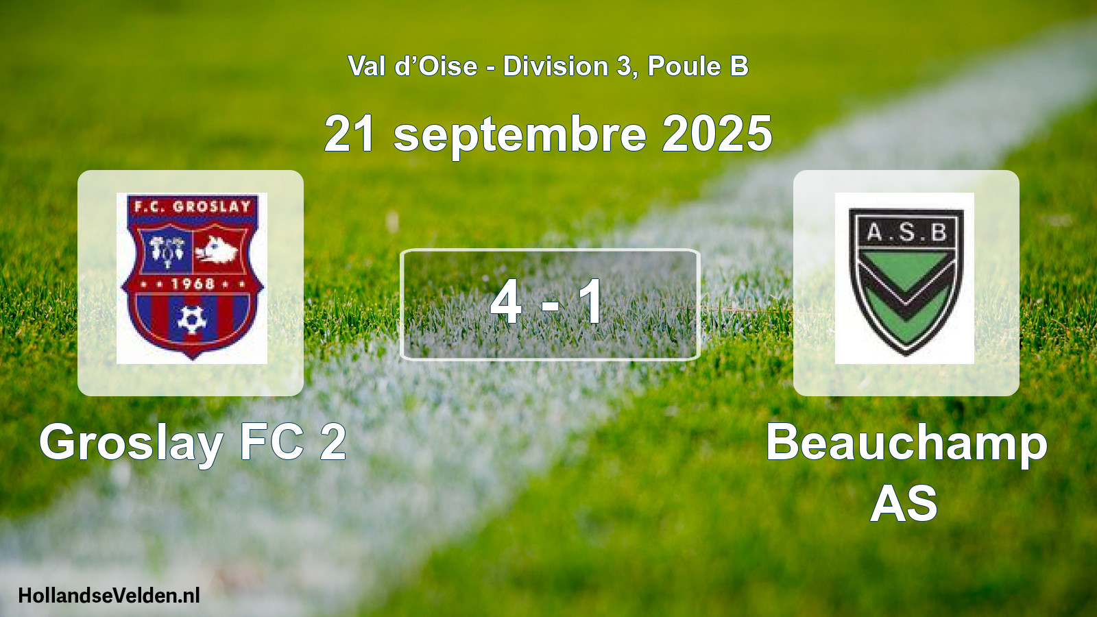 Total number of matches played: Groslay FC 2 - Beauchamp AS 4 - 1 (21 September 2025)