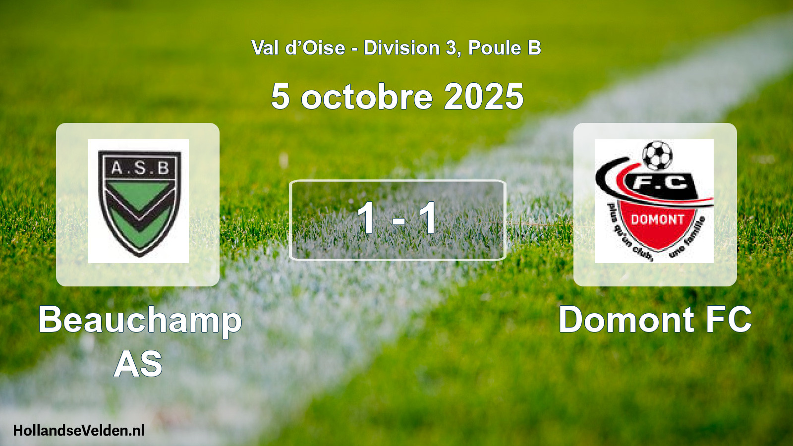 Total number of matches played: Beauchamp AS - Domont FC 1 - 1 (5 October 2025)