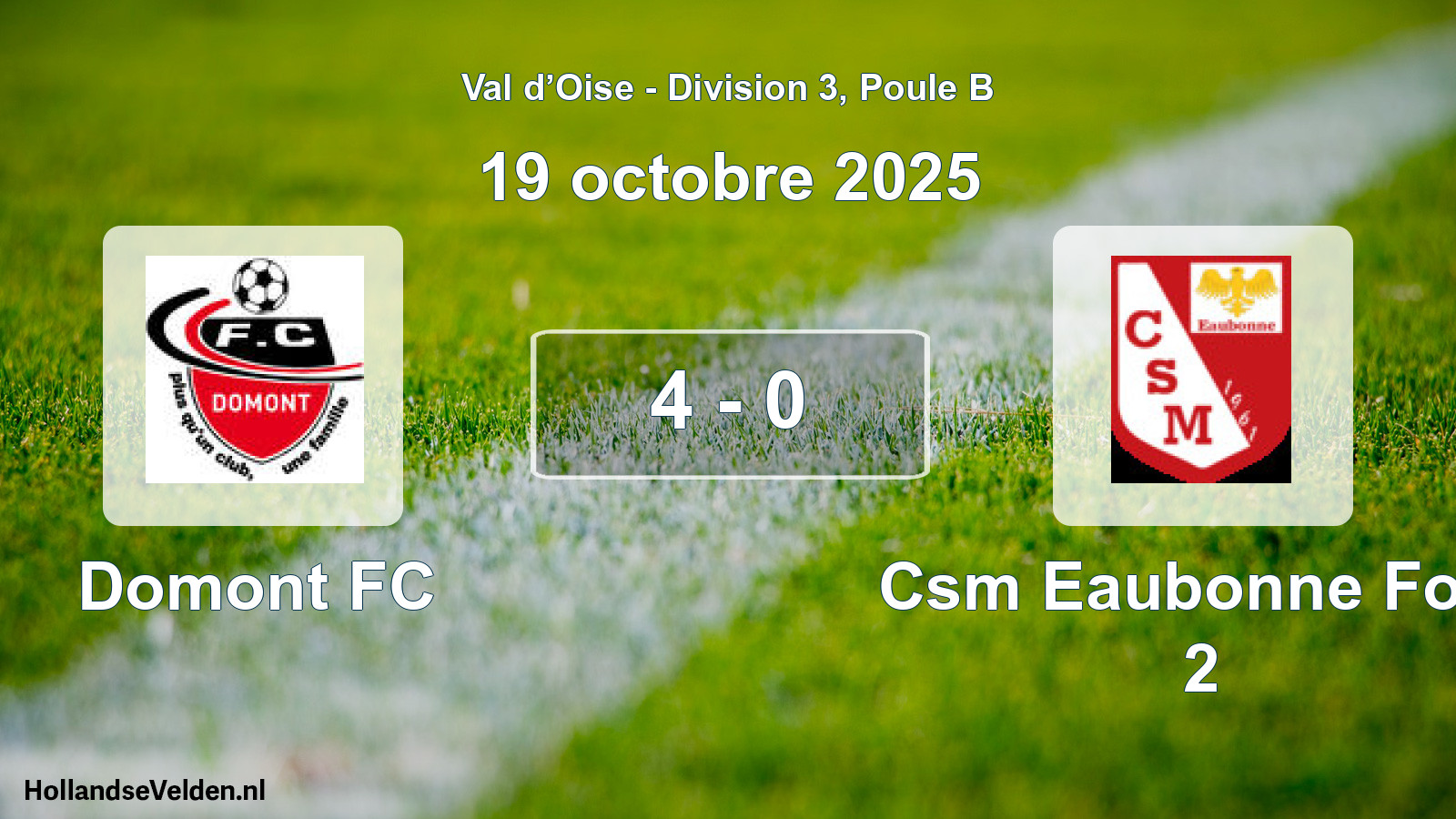 Match joué: Domont FC - Csm Eaubonne Foot 2 4 - 0 (19 octobre 2025)