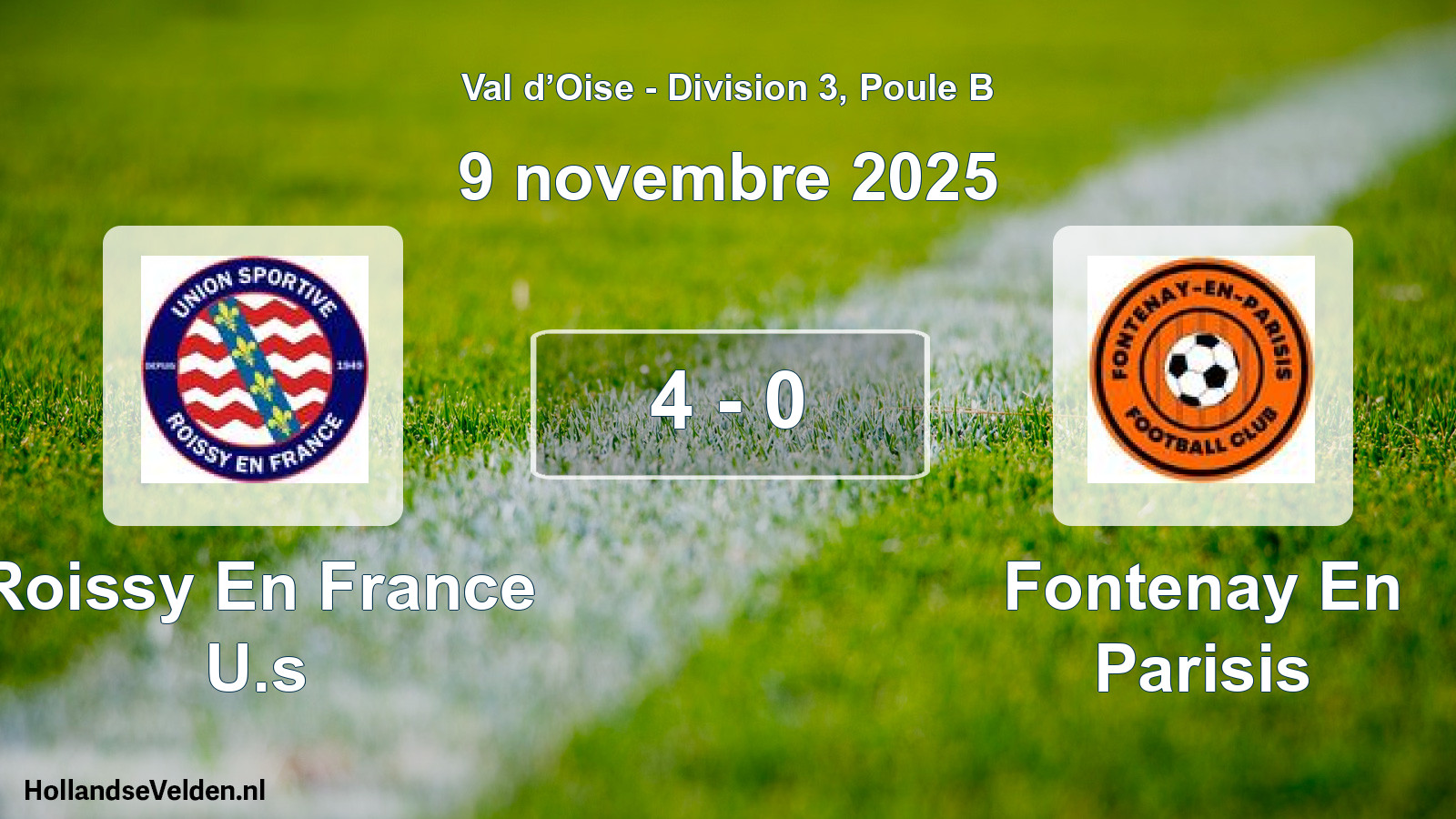 Match joué: Roissy En France U.s - Fontenay En Parisis 4 - 0 (9 novembre 2025)