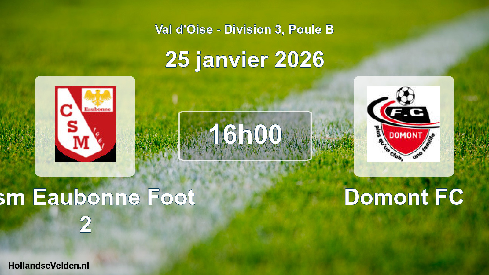 Scheduled Match: Csm Eaubonne Foot 2 - Domont FC (25 January 2026)
