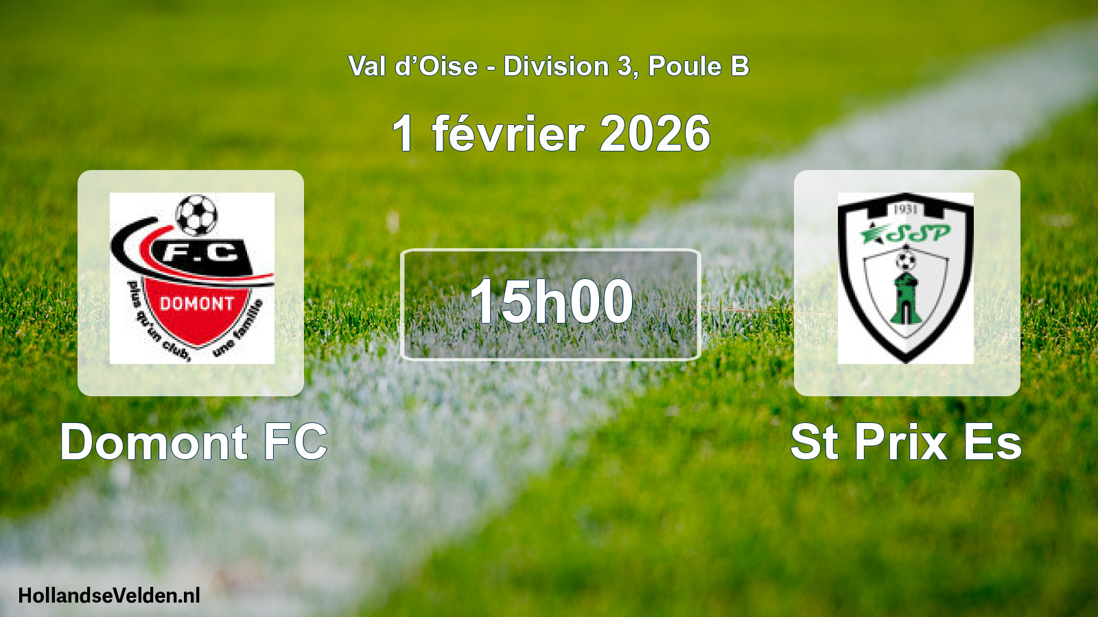 Match programmé: Domont FC - St Prix Es (1 février 2026)