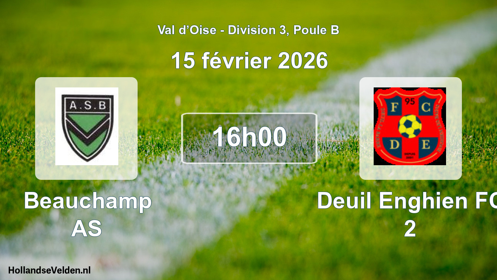 Match programmé: Beauchamp AS - Deuil Enghien FC 2 (15 février 2026)