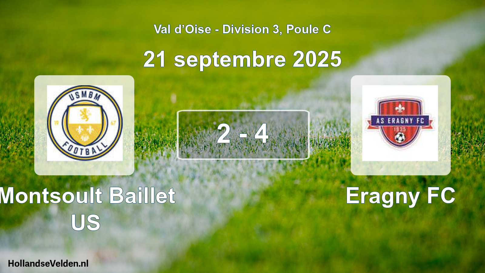 Match joué: Montsoult Baillet US - Eragny FC 2 - 4 (21 septembre 2025)
