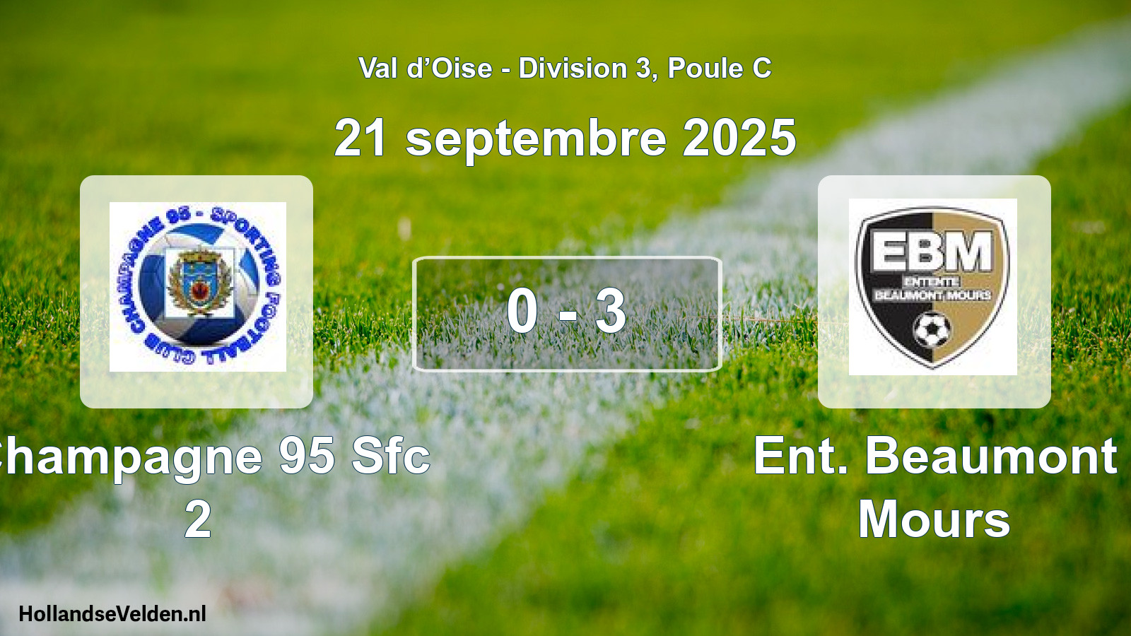 Match joué: Champagne 95 Sfc 2 - Ent. Beaumont Mours 0 - 3 (21 septembre 2025)