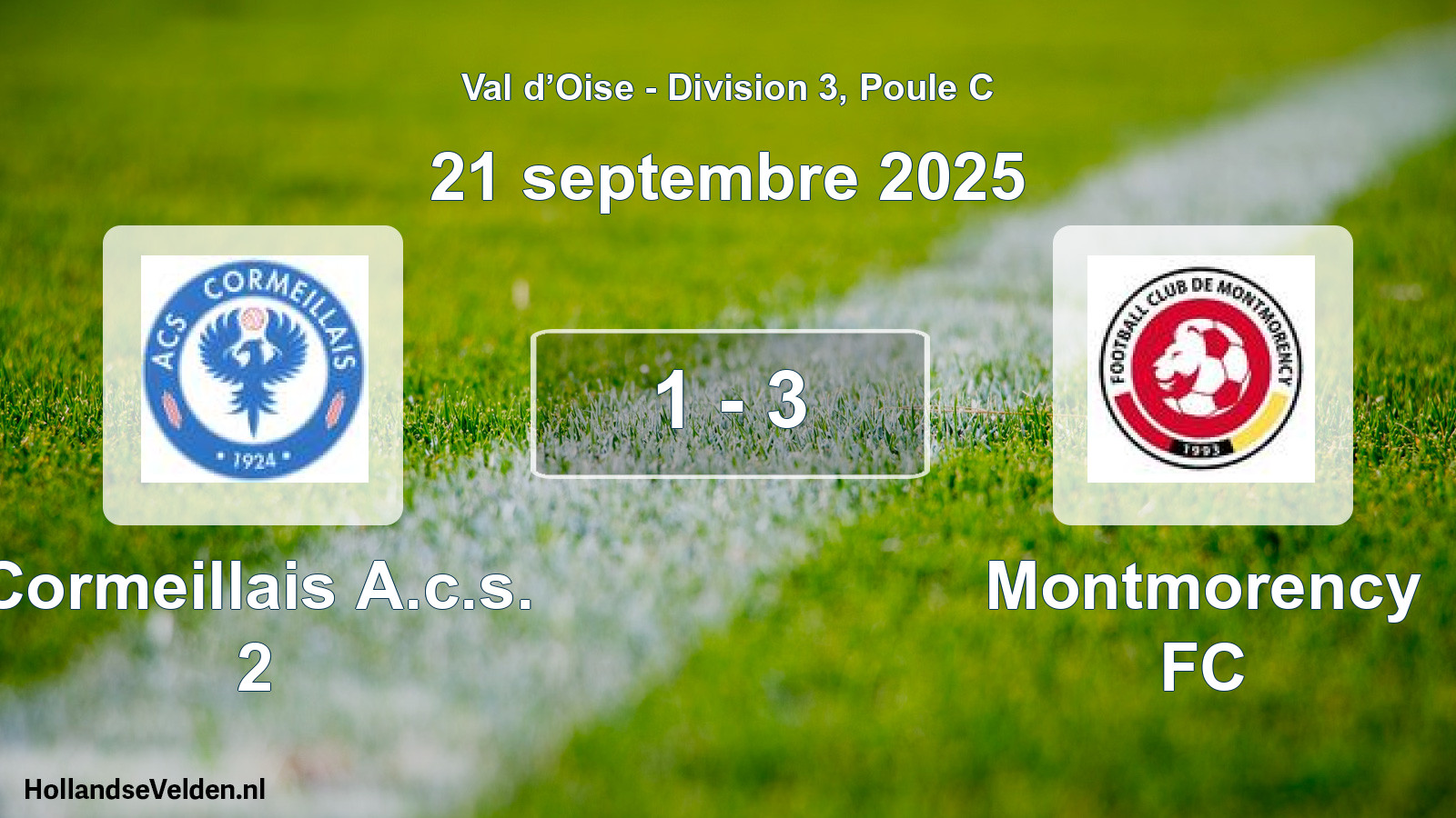 Total number of matches played: Cormeillais A.c.s. 2 - Montmorency FC 1 - 3 (21 September 2025)