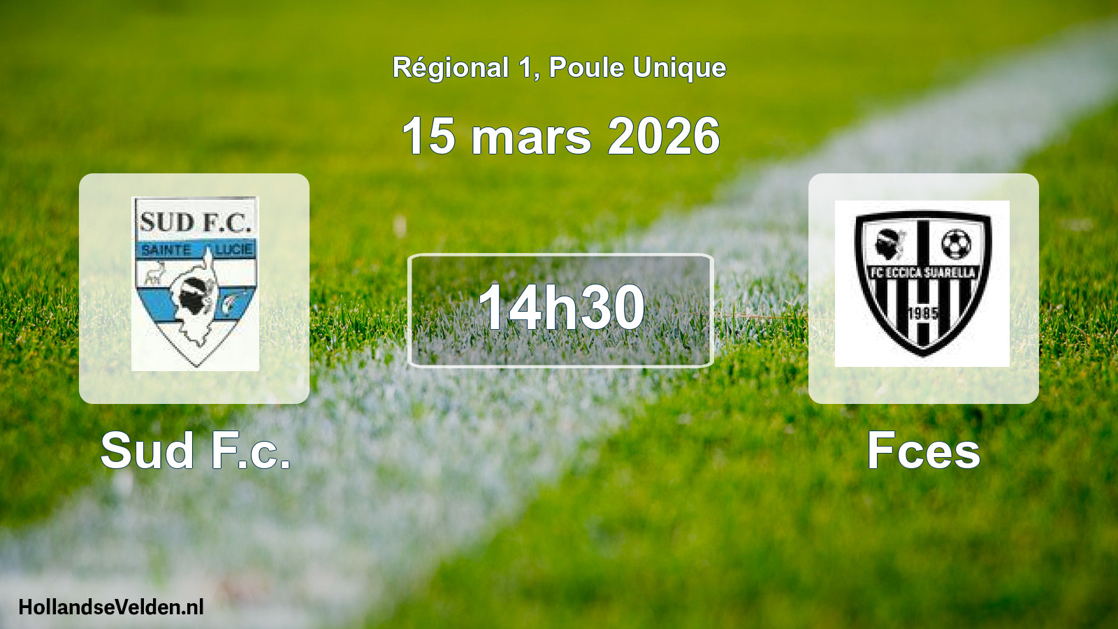 Geplande wedstrijd: Sud F.c. - Fces (15 mars 2026)