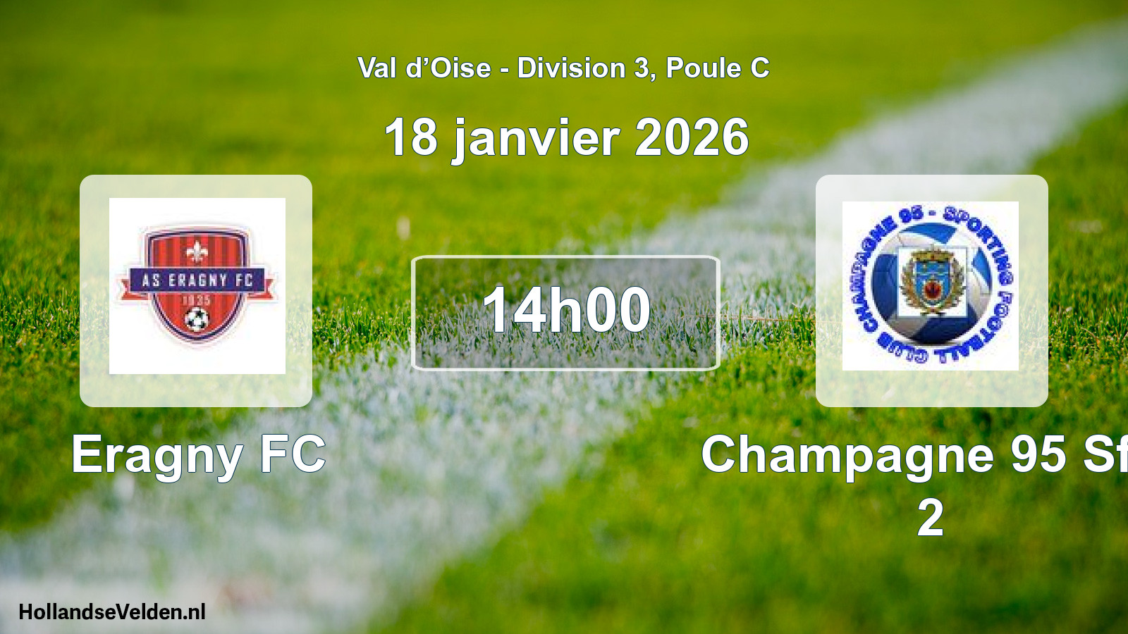 Match programmé: Eragny FC - Champagne 95 Sfc 2 (18 janvier 2026)