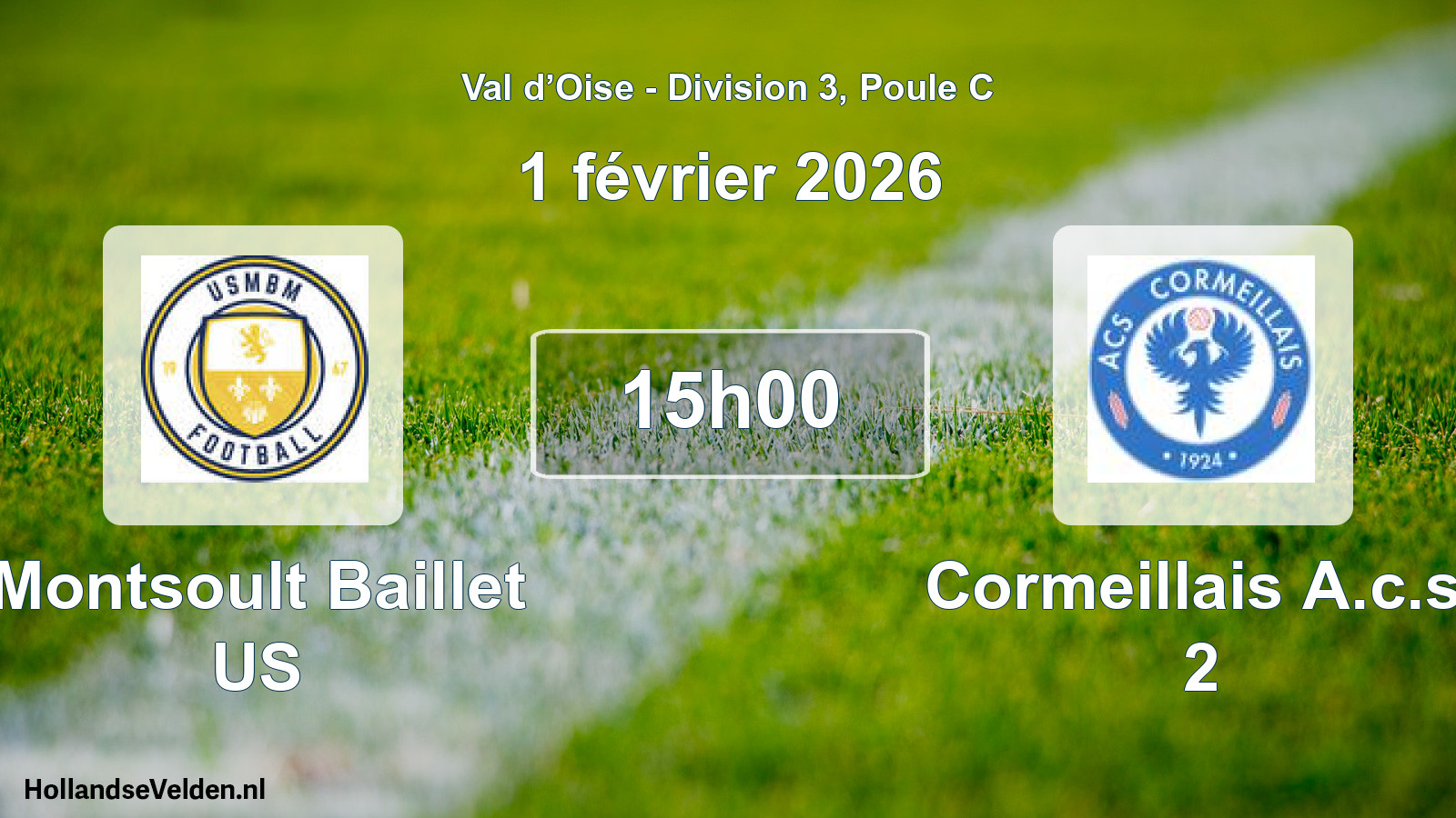 Match programmé: Montsoult Baillet US - Cormeillais A.c.s. 2 (1 février 2026)