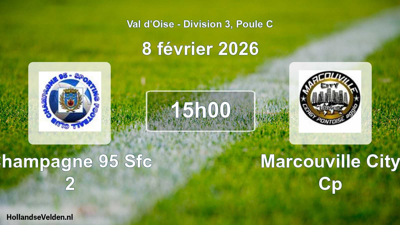 Match programmé: Champagne 95 Sfc 2 - Marcouville City Cp (8 février 2026)