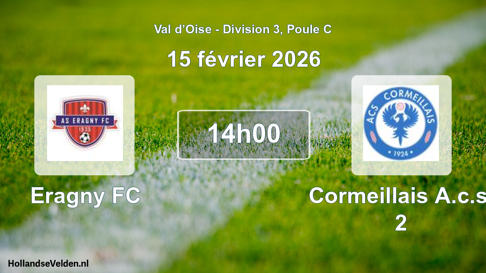 Match programmé: Eragny FC - Cormeillais A.c.s. 2 (15 février 2026)
