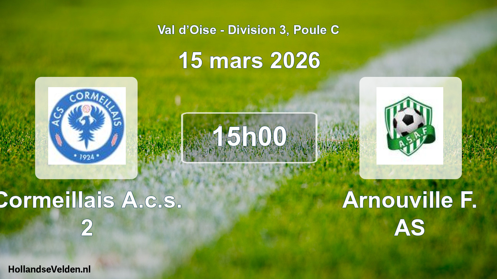 Match programmé: Cormeillais A.c.s. 2 - Arnouville F. AS (15 mars 2026)