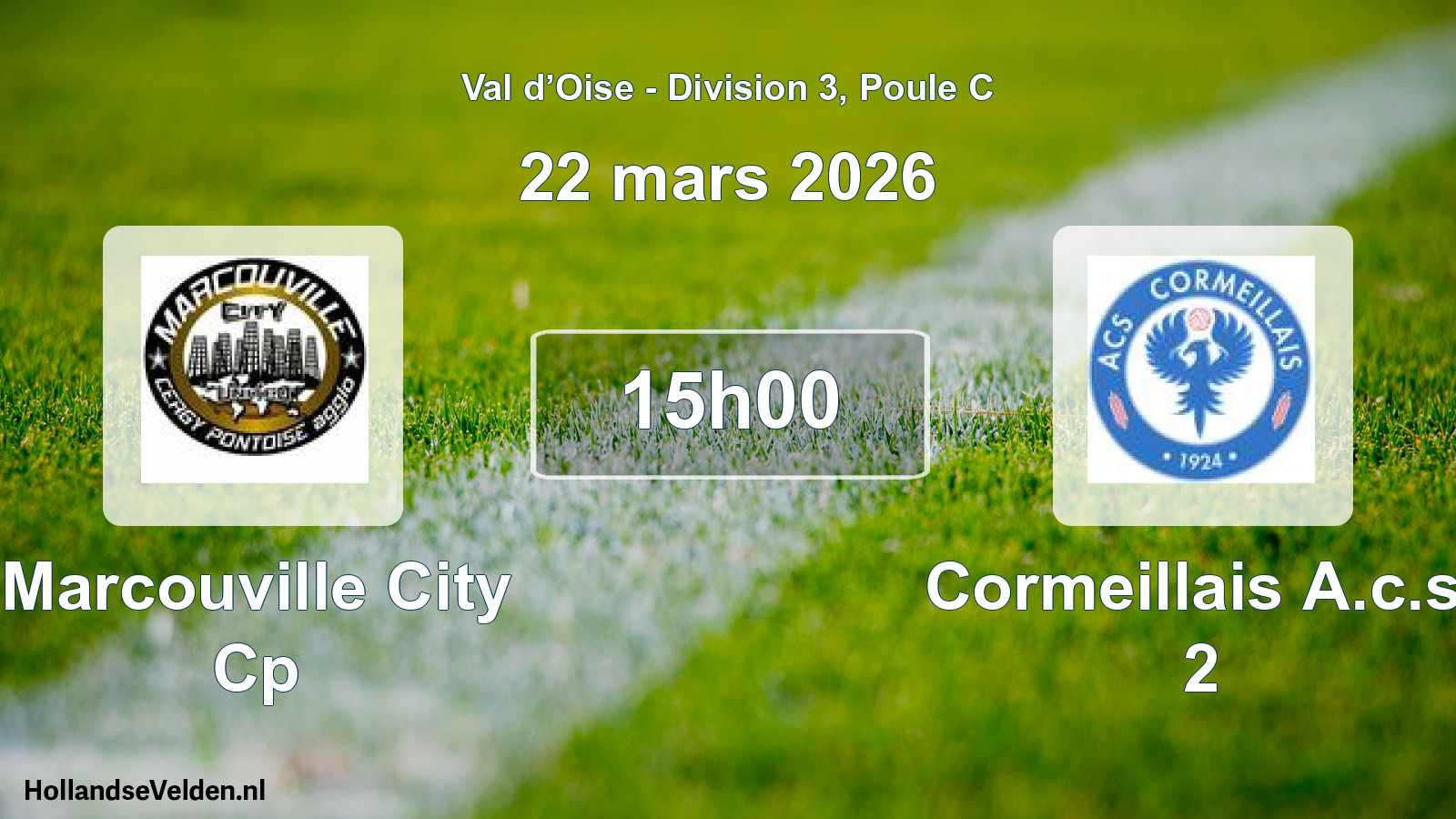 Match programmé: Marcouville City Cp - Cormeillais A.c.s. 2 (22 mars 2026)