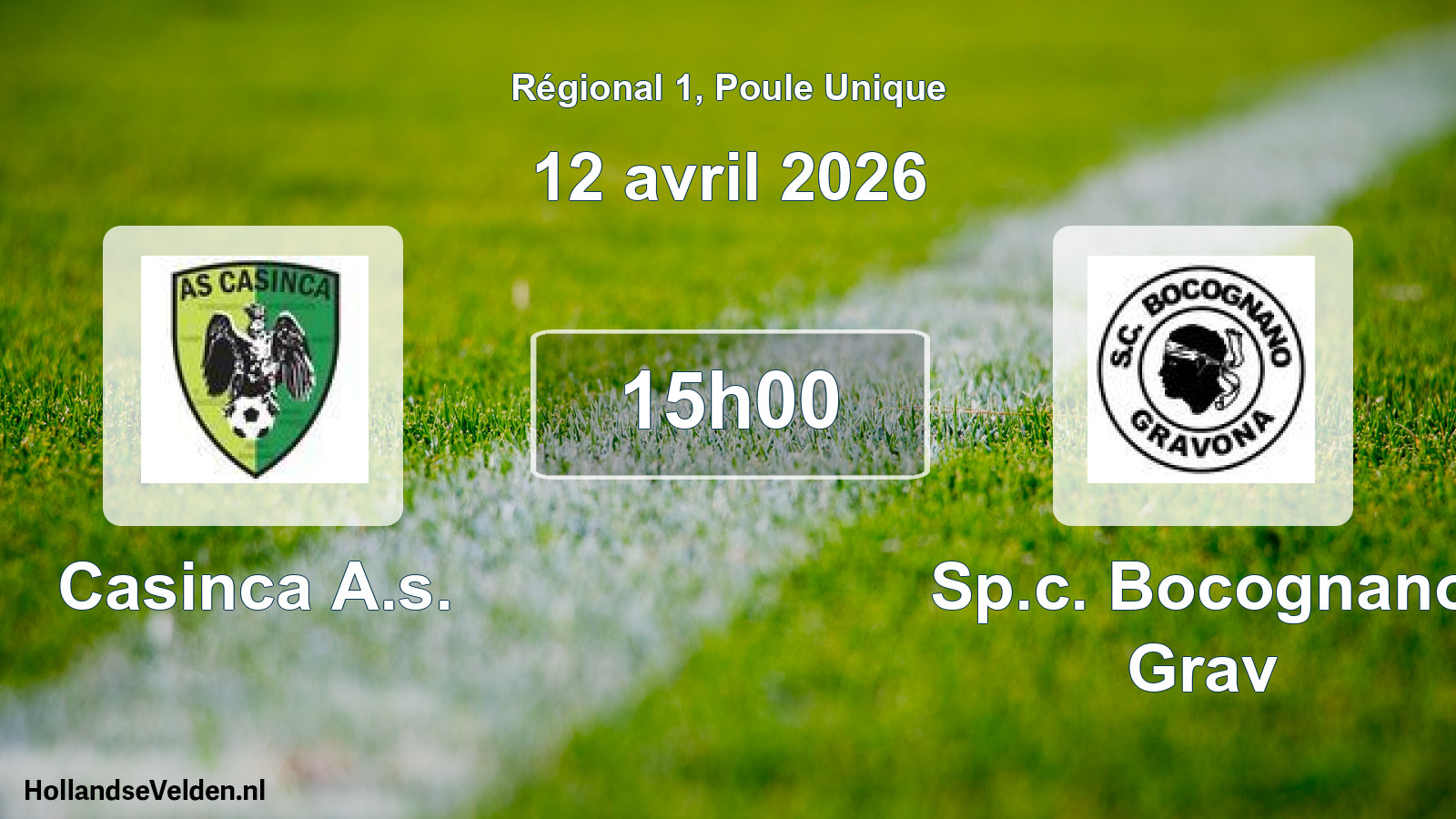 Geplande wedstrijd: Casinca A.s. - Sp.c. Bocognano Grav (12 avril 2026)