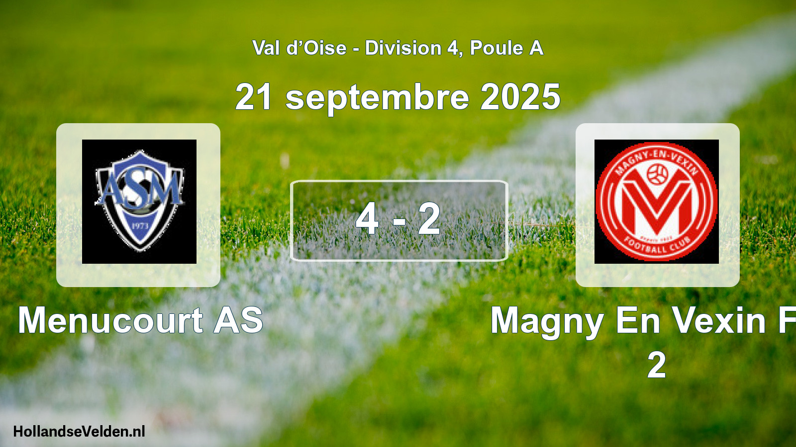 Total number of matches played: Menucourt AS - Magny En Vexin FC 2 4 - 2 (21 September 2025)