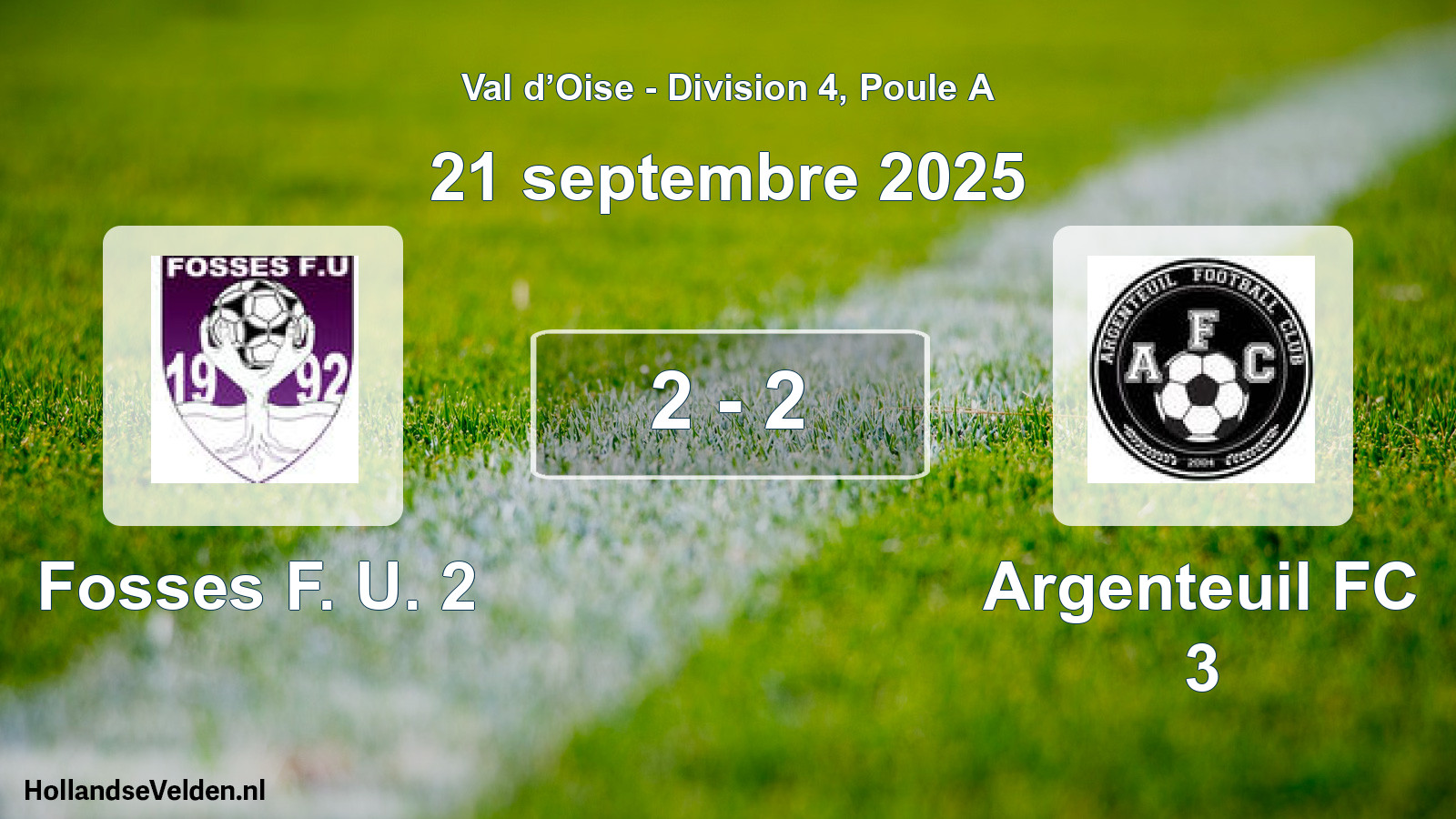 Match joué: Fosses F. U. 2 - Argenteuil FC 3 2 - 2 (21 septembre 2025)