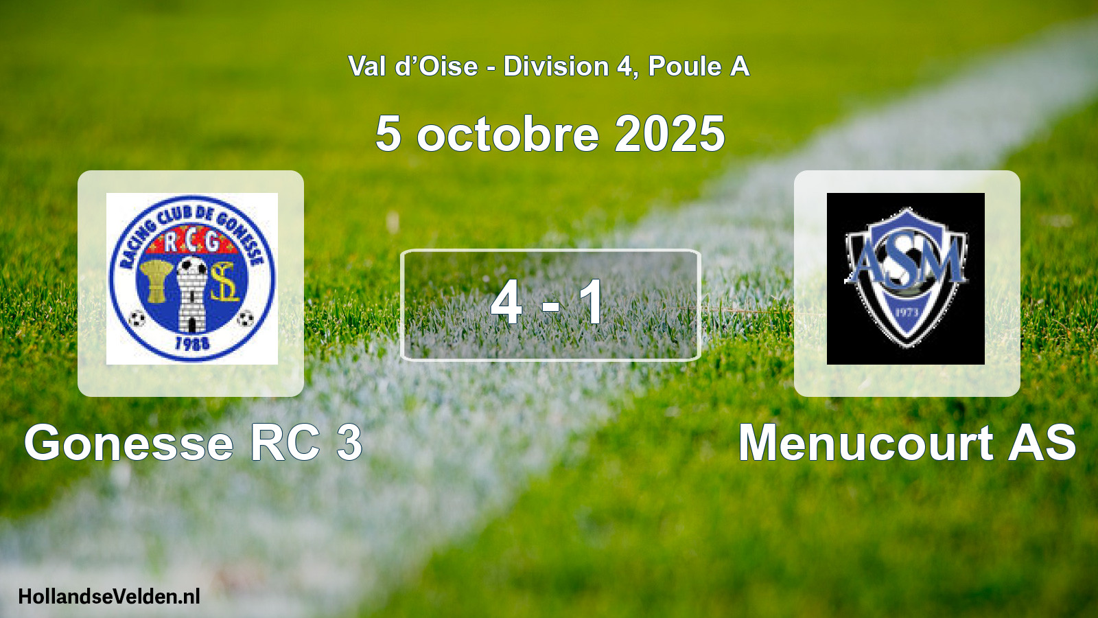 Match joué: Gonesse RC 3 - Menucourt AS 4 - 1 (5 octobre 2025)