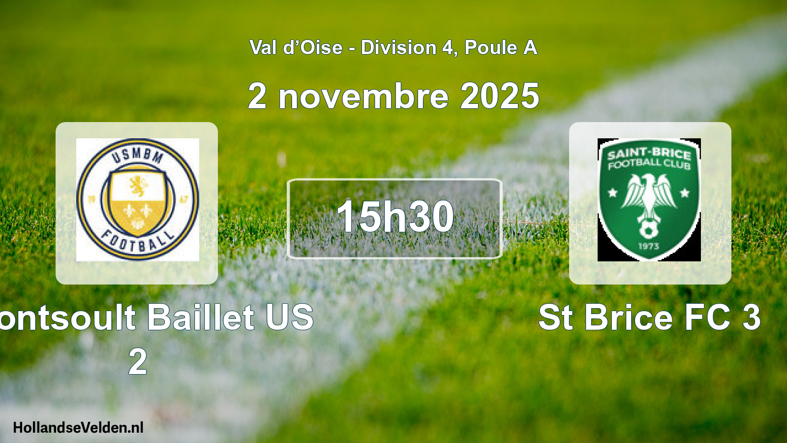Match programmé: Montsoult Baillet US 2 - St Brice FC 3 (2 novembre 2025)