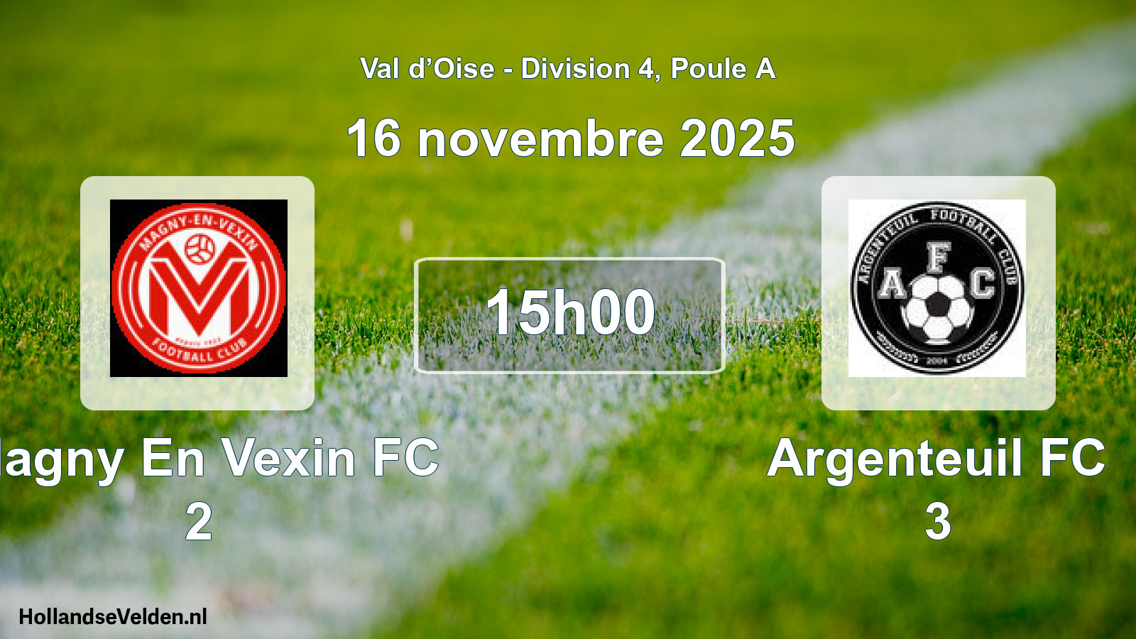 Match programmé: Magny En Vexin FC 2 - Argenteuil FC 3 (16 novembre 2025)