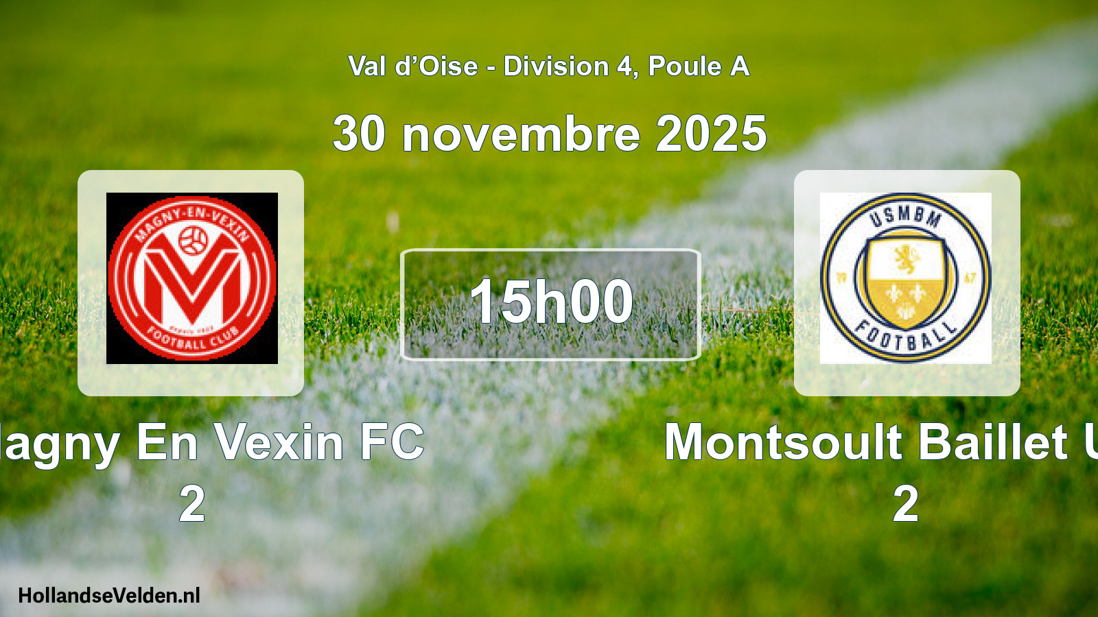 Match programmé: Magny En Vexin FC 2 - Montsoult Baillet US 2 (30 novembre 2025)