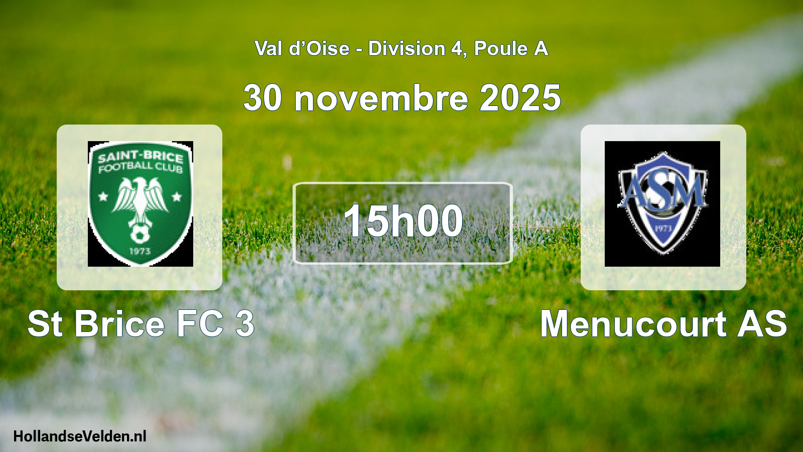 Match programmé: St Brice FC 3 - Menucourt AS (30 novembre 2025)