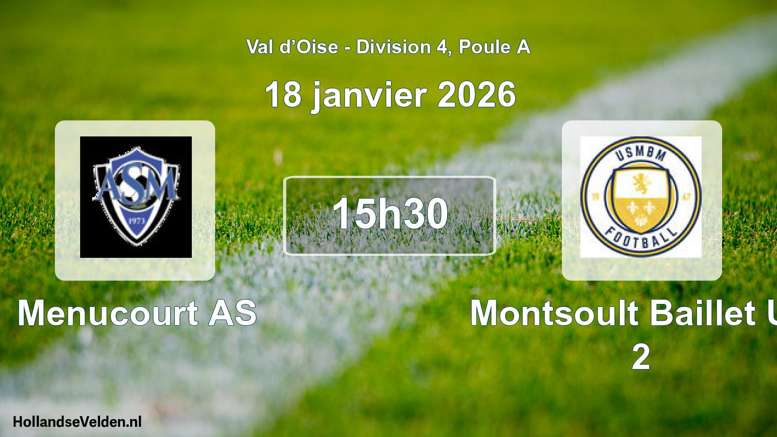 Match programmé: Menucourt AS - Montsoult Baillet US 2 (18 janvier 2026)
