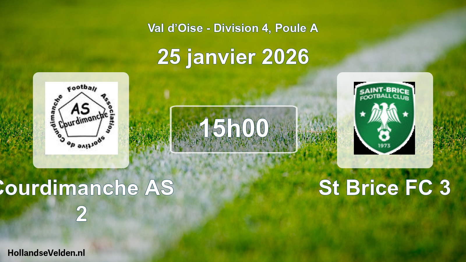 Match programmé: Courdimanche AS 2 - St Brice FC 3 (25 janvier 2026)