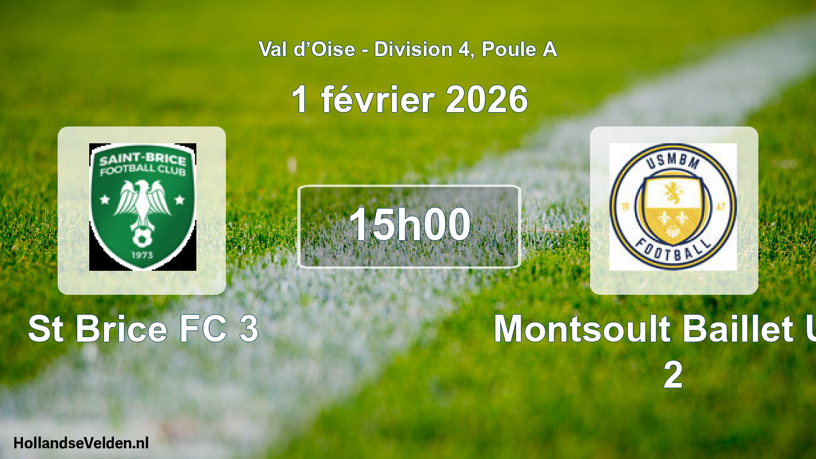 Match programmé: St Brice FC 3 - Montsoult Baillet US 2 (1 février 2026)