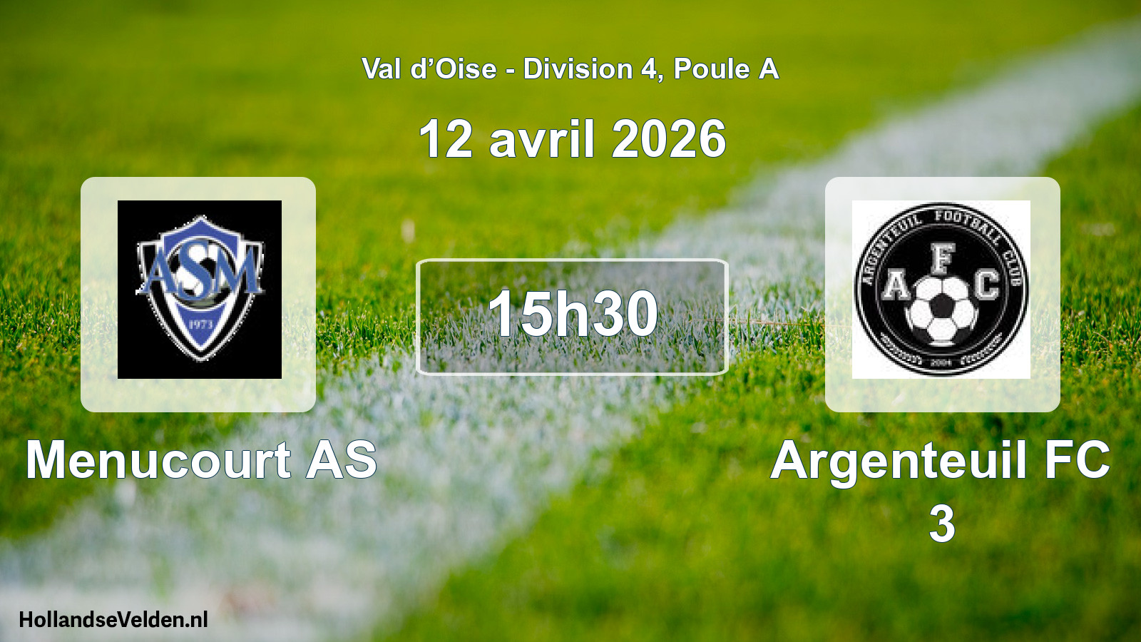Match programmé: Menucourt AS - Argenteuil FC 3 (12 avril 2026)