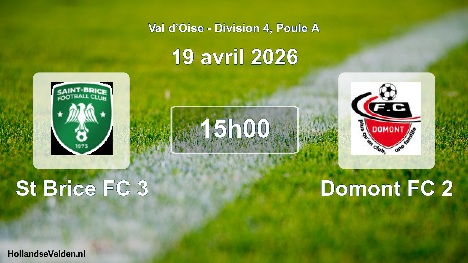 Match programmé: St Brice FC 3 - Domont FC 2 (19 avril 2026)