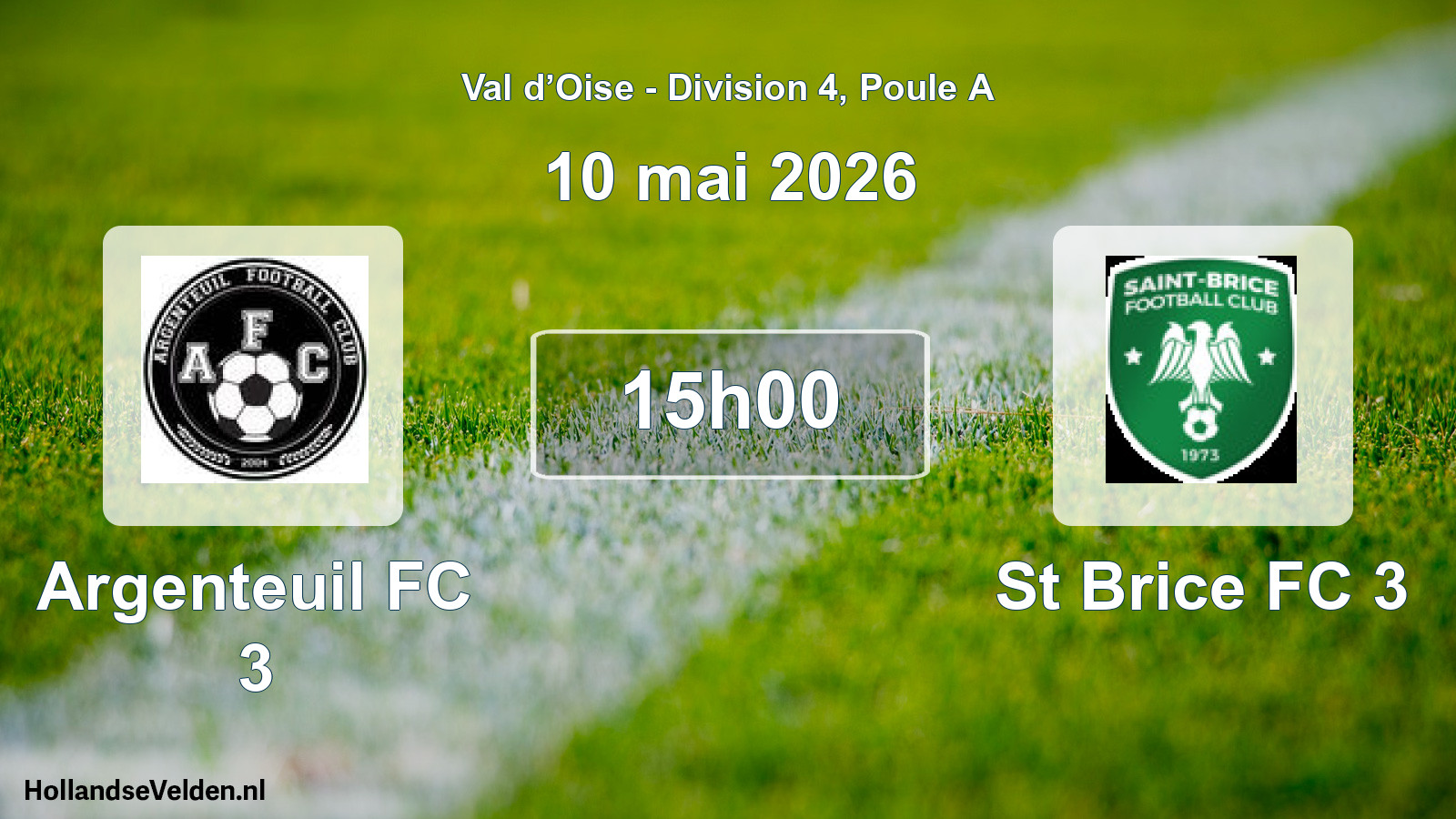 Match programmé: Argenteuil FC 3 - St Brice FC 3 (10 mai 2026)