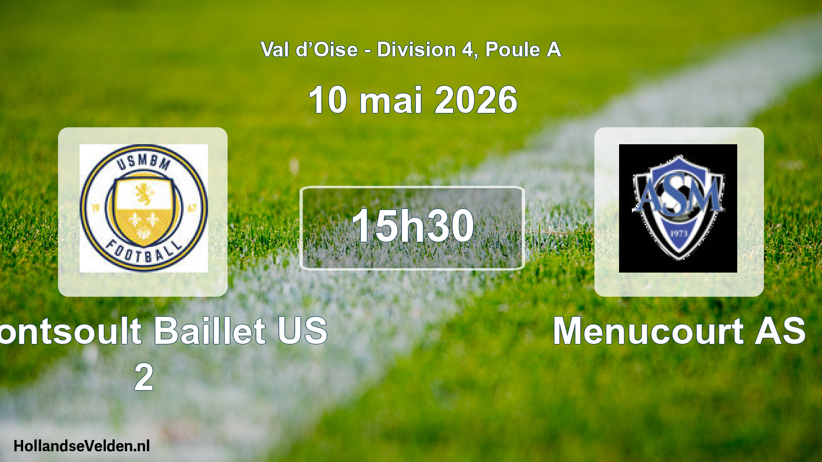 Match programmé: Montsoult Baillet US 2 - Menucourt AS (10 mai 2026)